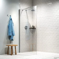 Douchewand Sealskin Hooked Omkeerbaar 75x200 Cm Zilver