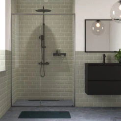 Schuifdeur Sealskin Contour Voor Nis 120x200 Cm, 6 Mm Helder Veiligheidsglas Met Antikalklaag Mat Grijs