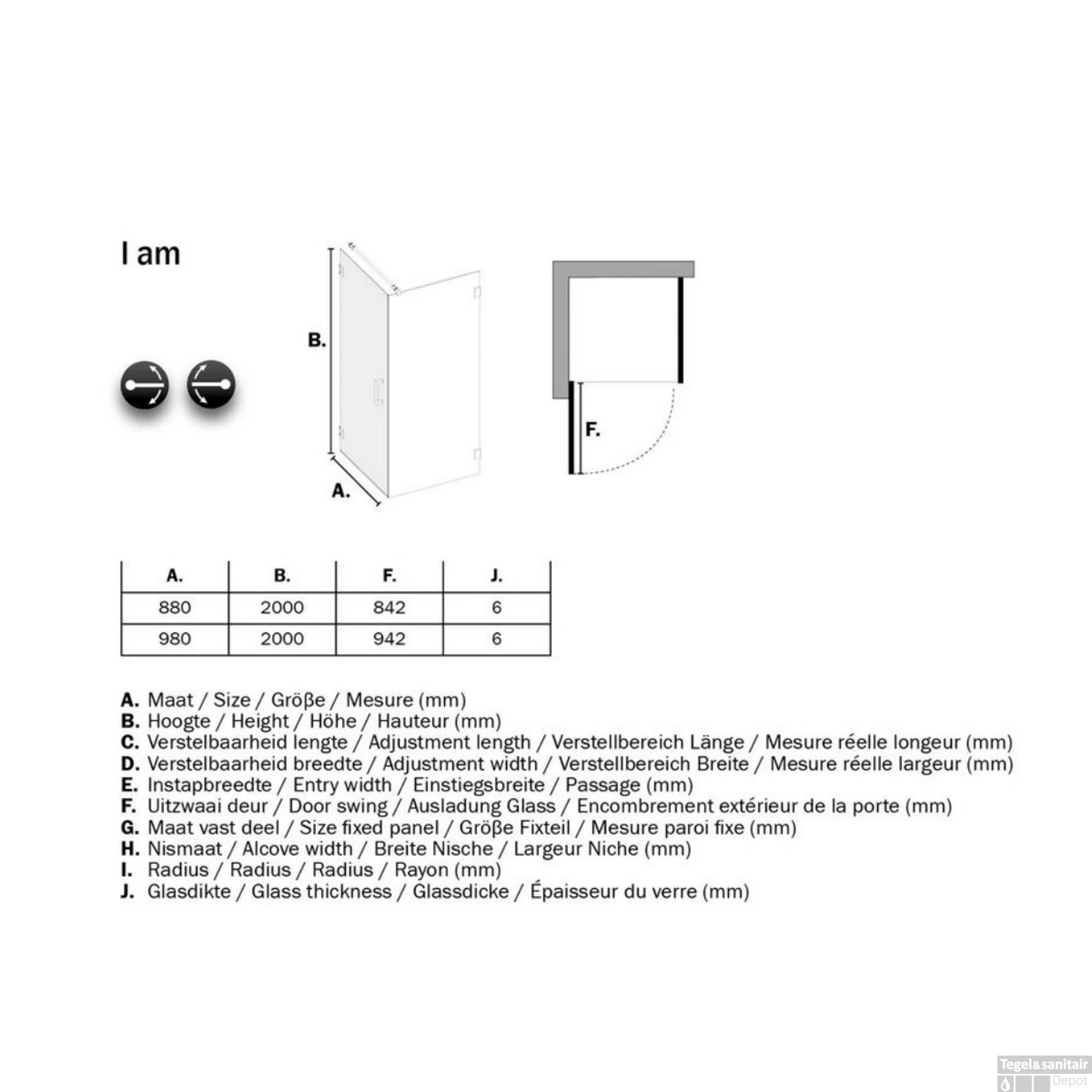 Zijwand By Sealskin 'I AM' 90x200 Mat Zwart Helder Antikalk (voor Comb. Met Swingdeur) - Afbeelding 6