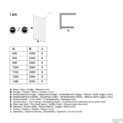 Inloopdouche Sealskin 'I AM' Type A3 90x200 Cm Chroom/Zilver Antikalk -Sealskin cka30906335100 inloopdouche get wet by sealskin i am type a3 90x200 cm chroom zilver antikalk tech