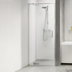 Nisdeur Sealskin Custom Rechts 100x195 Cm Zilver Hoogglans Helder Glas