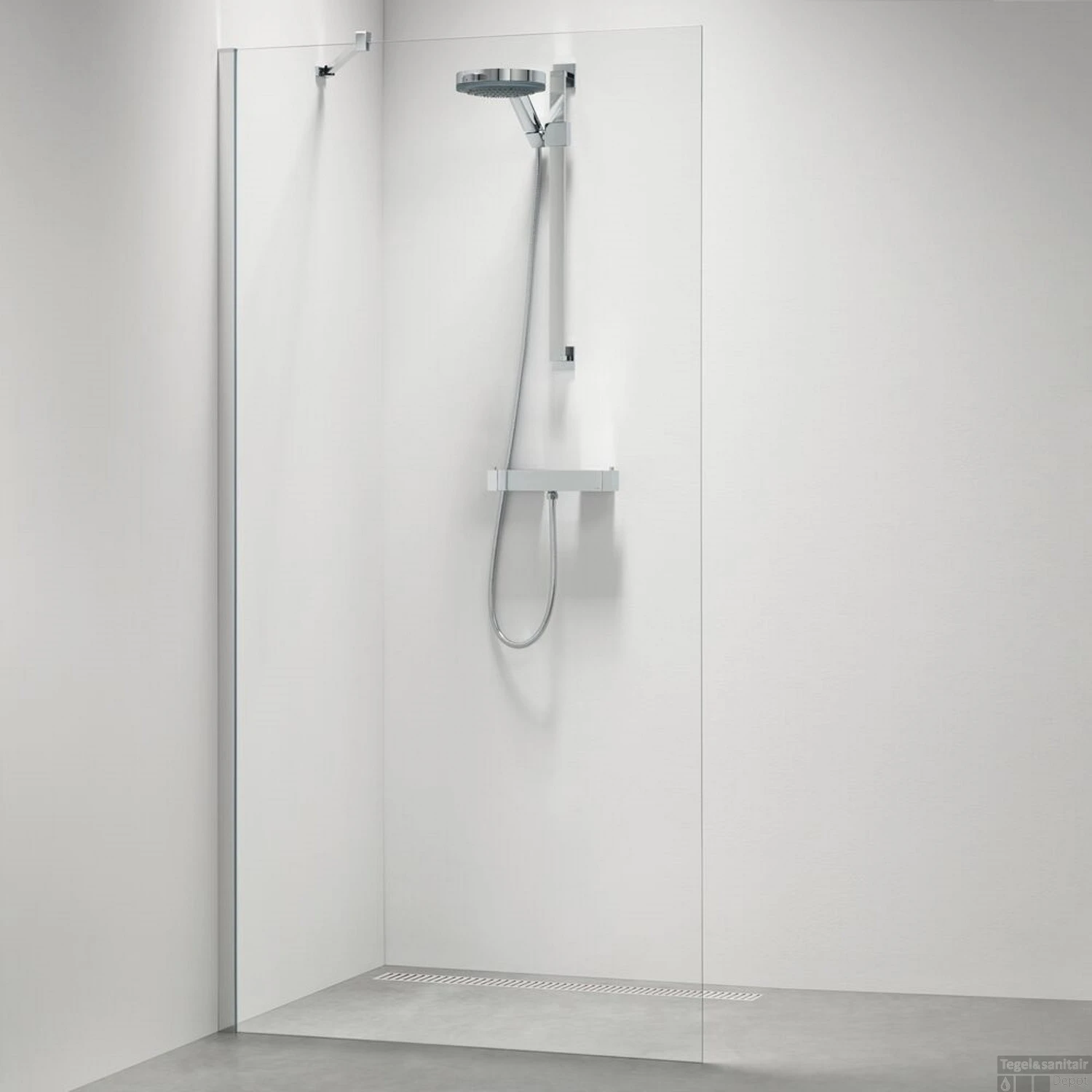 Inloopdouche Sealskin Type A3 100x195 Cm Zilver Hoogglans Helder Glas