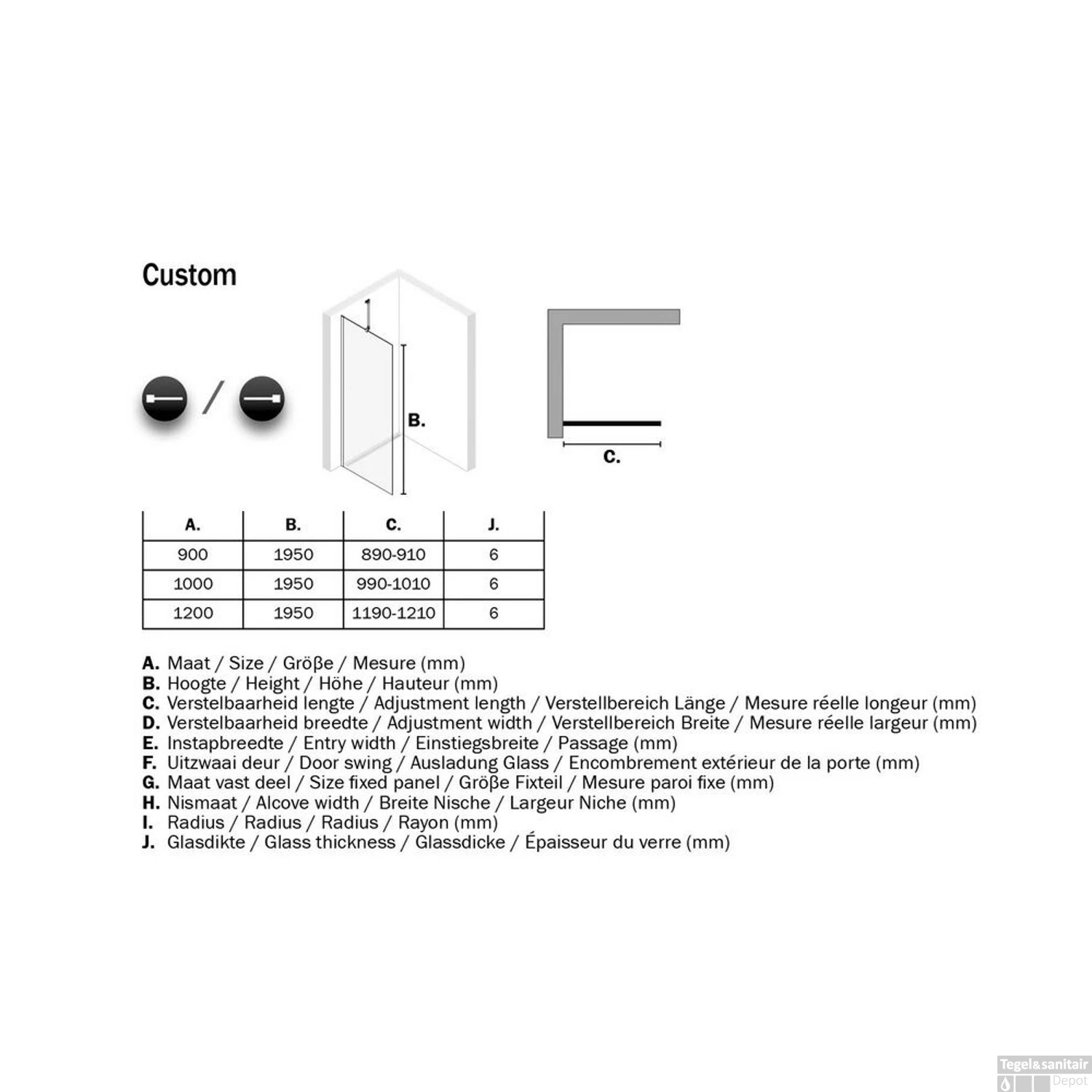 Inloopdouche Sealskin Type A3 120x195 Cm Zilver Hoogglans Helder Glas - Afbeelding 6