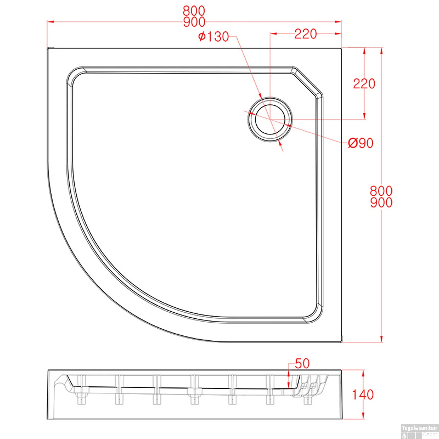 Douchebak Sealskin Fusion Kwartrond 90x90 Cm Met Voorpaneel Wit 2 Douchebak Sealskin Fusion Kwartrond 90x90 Cm Met Voorpaneel Wit - Afbeelding 2