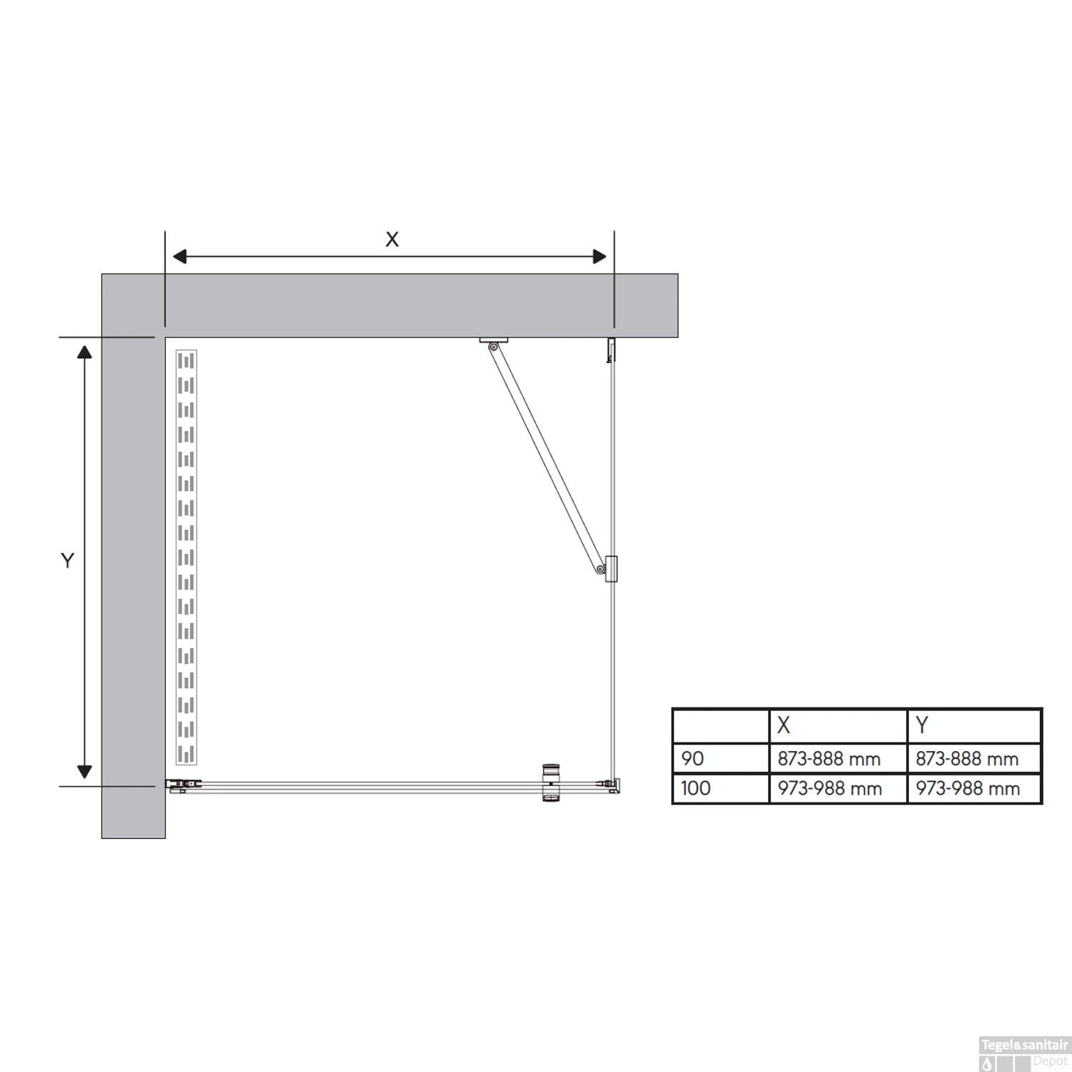 Douchewand Sealskin Hooked Omkeerbaar 120x200 Cm Zilver - Afbeelding 3