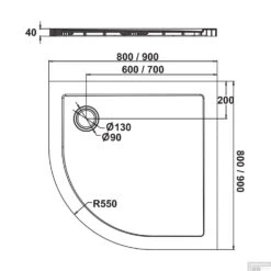 Voorkant -Sealskin get wet fusion douchebak inbouw kwartrond 90x90x4 cm tech