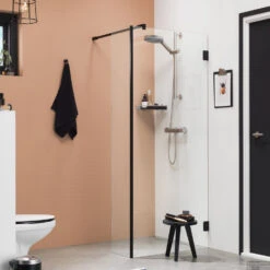 Inloopdouche By Sealskin 'I AM' Type A1 90x200 Cm Zwart Helder Antikalk + Zijdeel 30x200 Cm