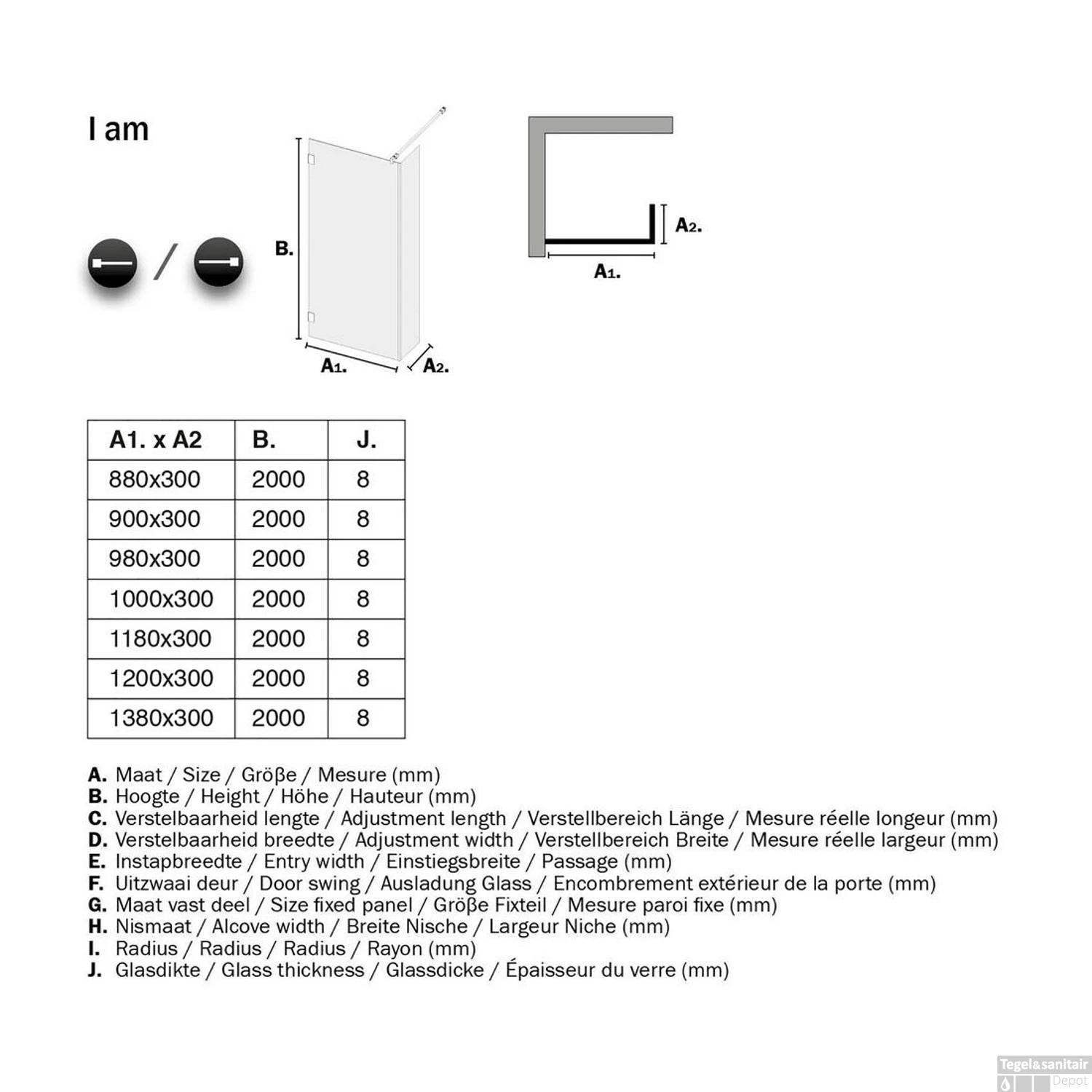 Inloopdouche By Sealskin 'I AM' Type A1 90x200 Cm RVS Helder Antikalk + Zijdeel 30x200 Cm - Afbeelding 6